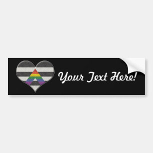 Stora HBT Ally Pride Flagga Färgad Heart med Ace Bildekal
