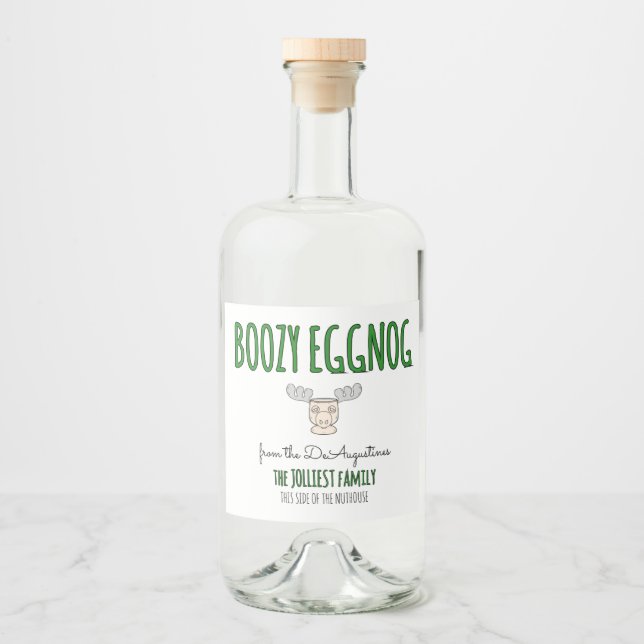 Stora Homemade Boozy Eggnog Flaska-etikett Spritflaskor Etikett (Framsida)