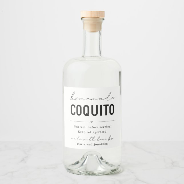 Stora Homemade Coquito Flaska-etikett Spritflaskor Etikett (Framsida)