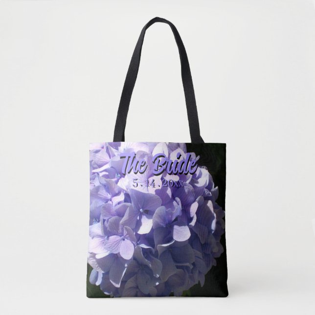 Stora hortensia lila blommor till bruden tygkasse (Framsida)