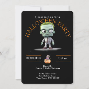STORA HUVUD, STORT ÖGA GRÖNTEN MONSTER Halloween f Inbjudningar