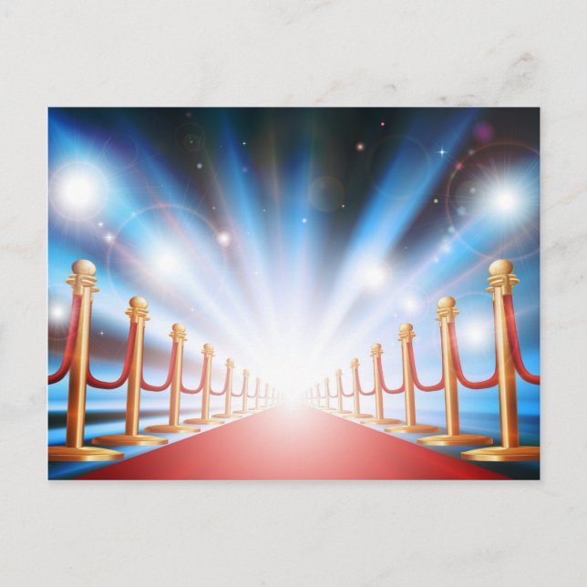 Stora ingången till röda mattor och flash ljus vykort (Framsida)