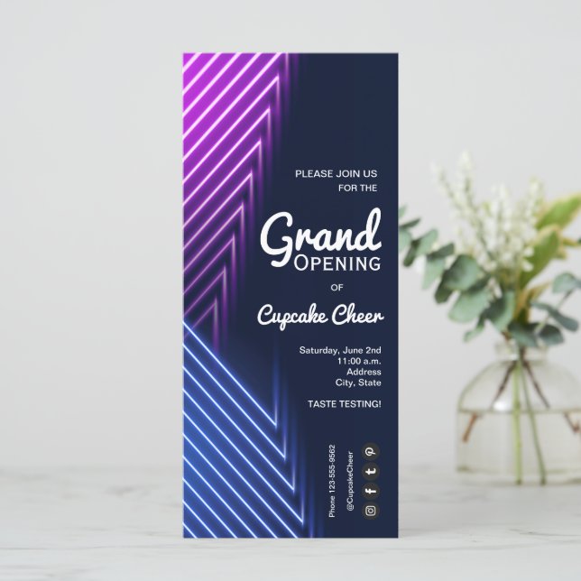 Stora inledande Rosa Lila Neon-inbjudningar (Stående Fram)