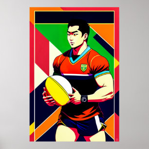 Stora japanska rugbykonst Poster