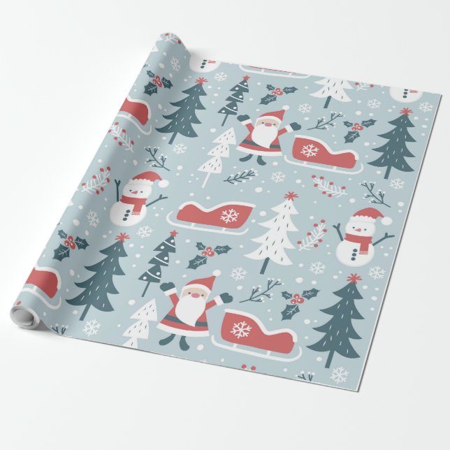 STORA Julen Jultomten Mönster Presentpapper (Utrullad)