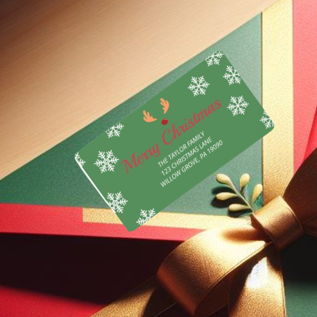 Stora juletiketter för rosensnöflingor adressetikett (Skapare uppladdad)