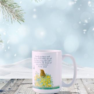 Stora kaffet mugg med bibel verse-gula blommor