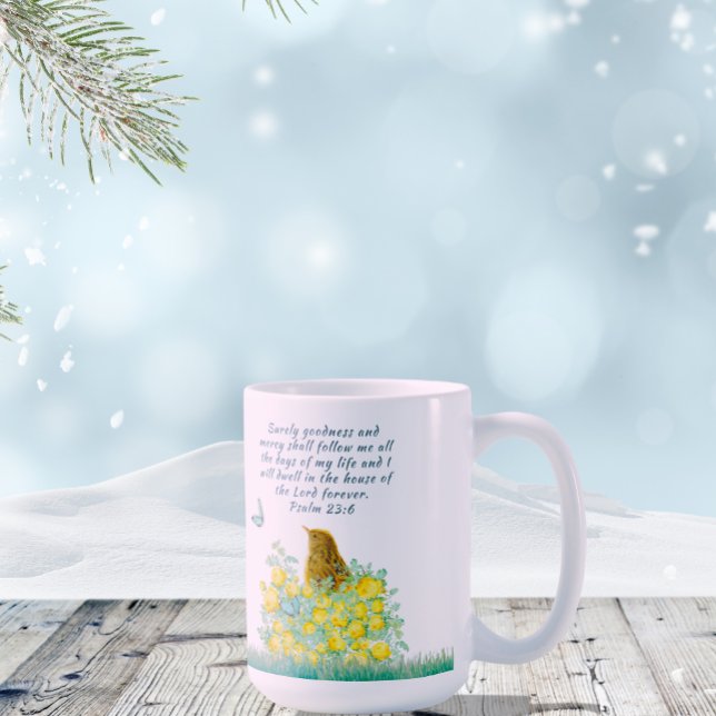 Stora kaffet mugg med bibel verse-gula blommor (Skapare uppladdad)
