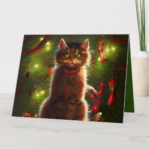 Stora Katt- och Julgran-hälsningskort Kort