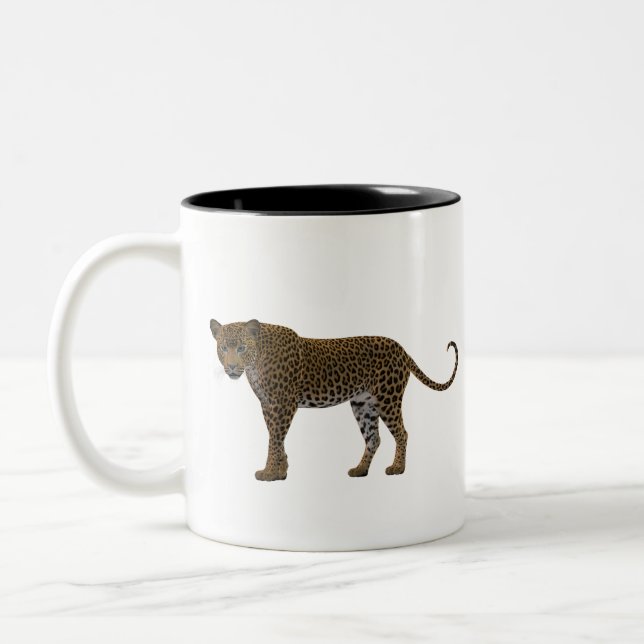 Stora katt som återger leopardstammen Två-Tonad mugg (Vänster)