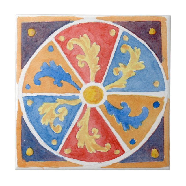 Stora keramiska plattor Sicilian-stil (Erice) lila Kakelplatta (Framsidan)