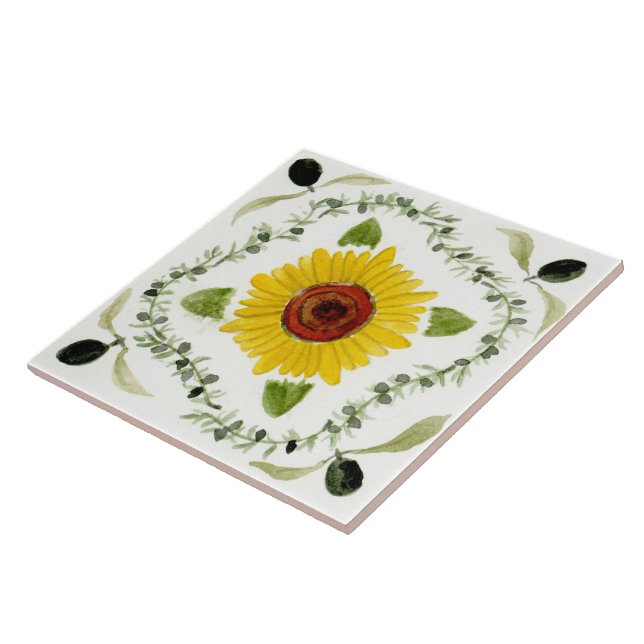 Stora keramiska plattor Sicilian-stil "Solros" Kakelplatta (Sidan)