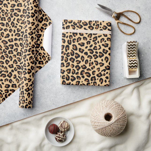 Stora klassiska mellanbruna och svarta leopardfläc presentpapper (Hantverk)