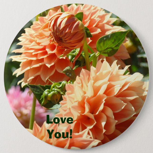Stora knappar anpassade Love You! Orange Dahlia Bl (Framsida)