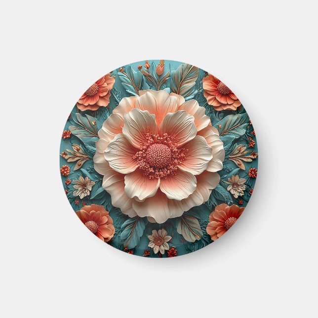 Stora korallblommor magnet (Framsidan)