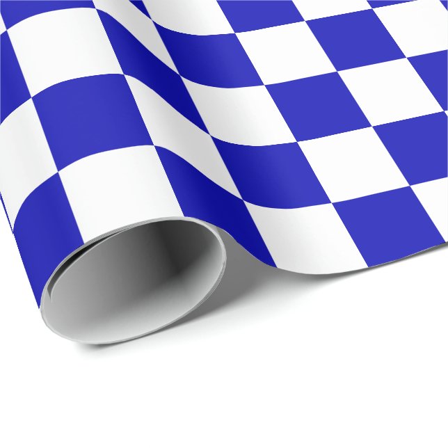 Stora kungliga blått- och vitkontroller som slår presentpapper (Rullad Hörn)