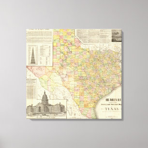 Stora länet och Järnvägen Karta i Texas Canvastryck