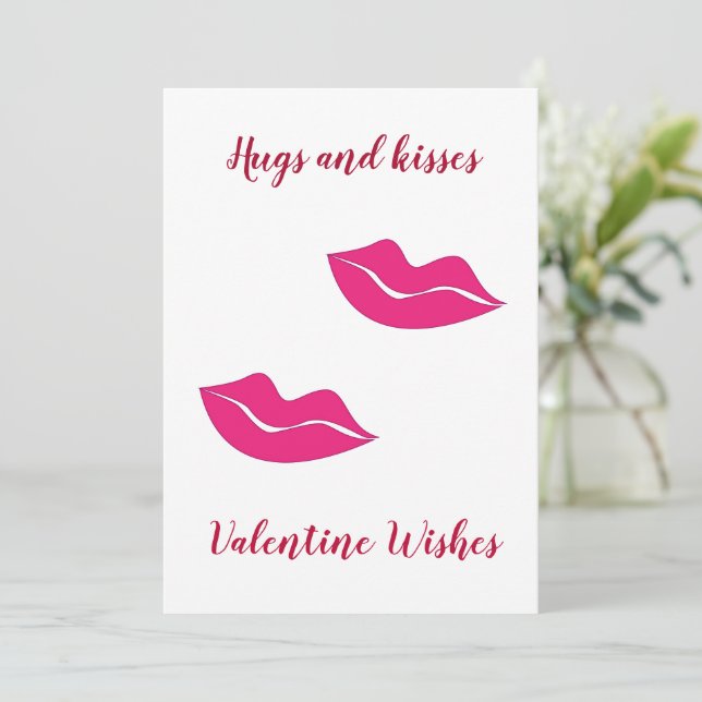 stora läppar puss hugger valentine hälsningar  julkort (Stående Fram)