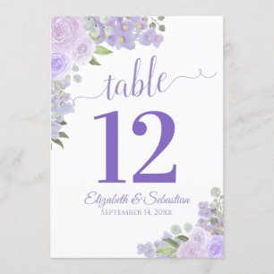Stora Lavender Blommigt Bröllop-Bordsnummer-kort