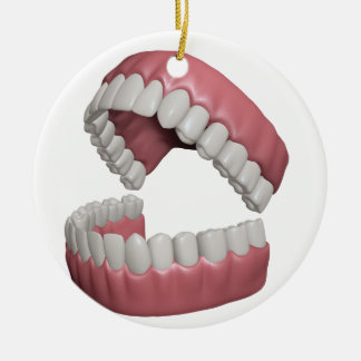 stora leendetänder julgransprydnad keramik