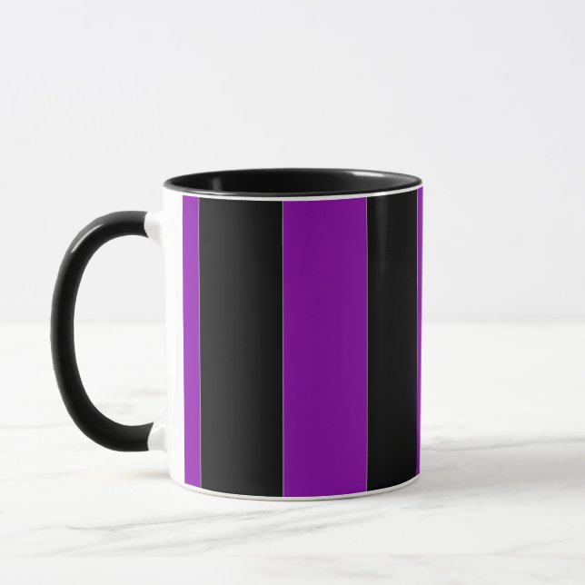 Stora lila, strimmat kaffe mugg (Vänster)