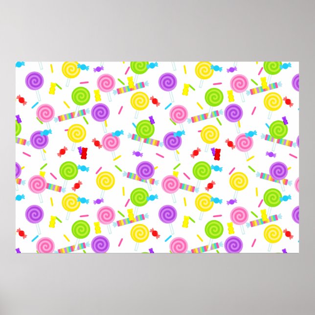 Stora Lollipops och Sweet Treats Party-ryggdroppar Poster (Framsidan)