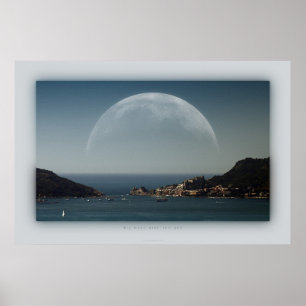 Stora måne över havet poster