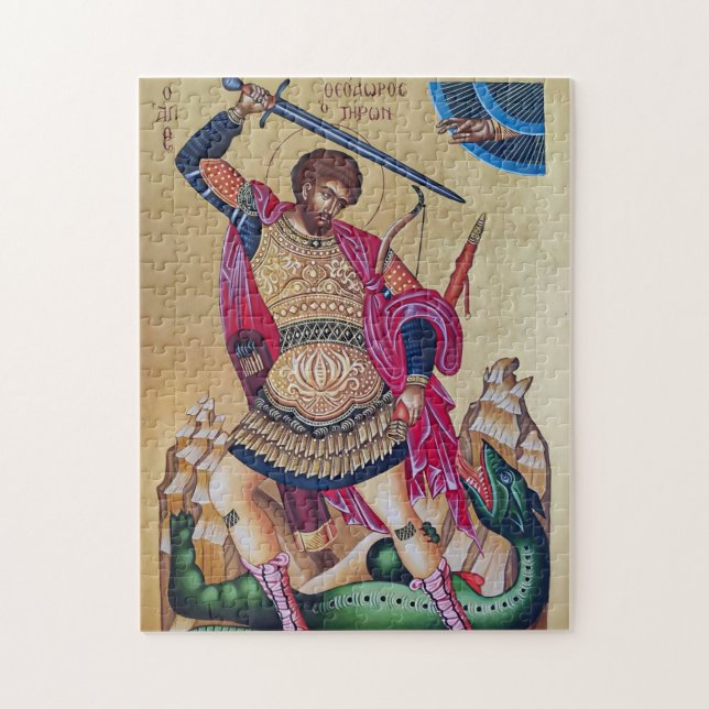 Stora martyr Theodor av Tyro Ortodox ikon Pussel (Vertikal)