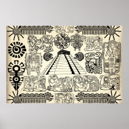 Stora Mayan-symboler Poster