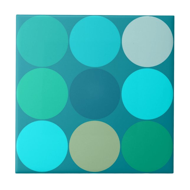 Stora mittpunkter, turkos, Aqua & Beige Kakelplatta (Framsidan)