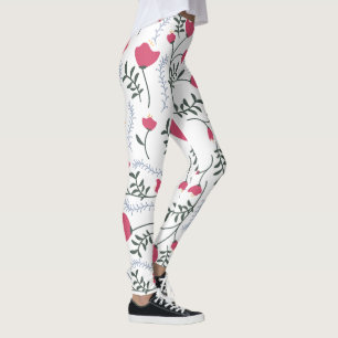 Stora moderna vattenfärgsröda blommor med Lämna Leggings