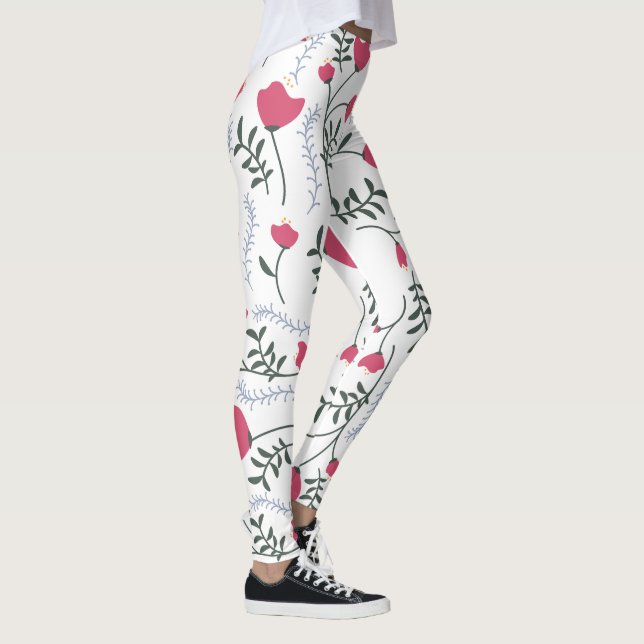 Stora moderna vattenfärgsröda blommor med Lämna Leggings (Höger)