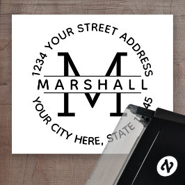 Stora monogram med Namn och Returadress Självfärgande Stämpel