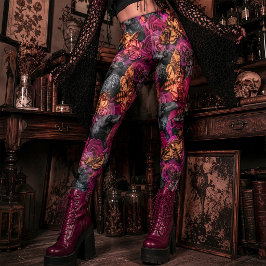 Stora mörka Dödskalle Sfär Gotic Raven Leggings