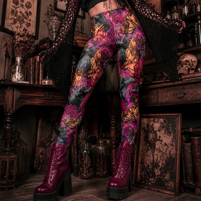 Stora mörka Dödskalle Sfär Gotic Raven Leggings (Skapare uppladdad)