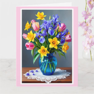 Stora Mors dag Bouquet av Daffodils & Tulips Kort
