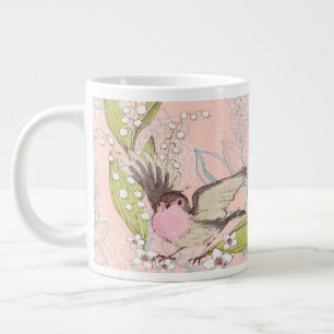 Stora Mugg med persiko-Blommigtens bakgrund och få Jumbo Mugg
