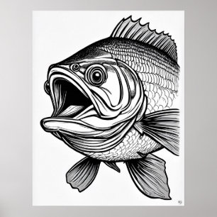 Stora munstycken - fiskkonst Skriv ut Poster