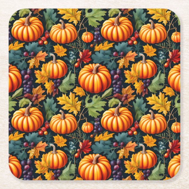 Stora och små Fall-pumpor Underlägg Papper Kvadrat (Framsidan)