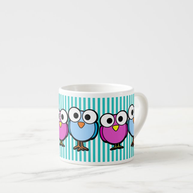 Stora ögon fåglar espressomugg (Framsida höger)