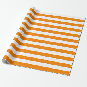 Stora orange- och vitrandar som slår in papper presentpapper