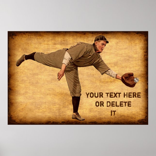 Stora PERSONALISERADE Vintage basebollsposter Poster (Framsidan)