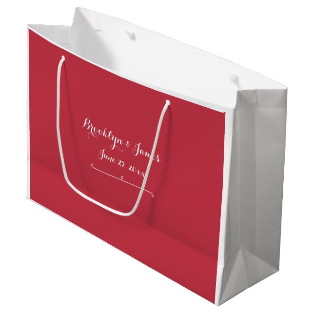 Stora Personligen Red Bröllop Gift Bags (Framsidan Vinklad)