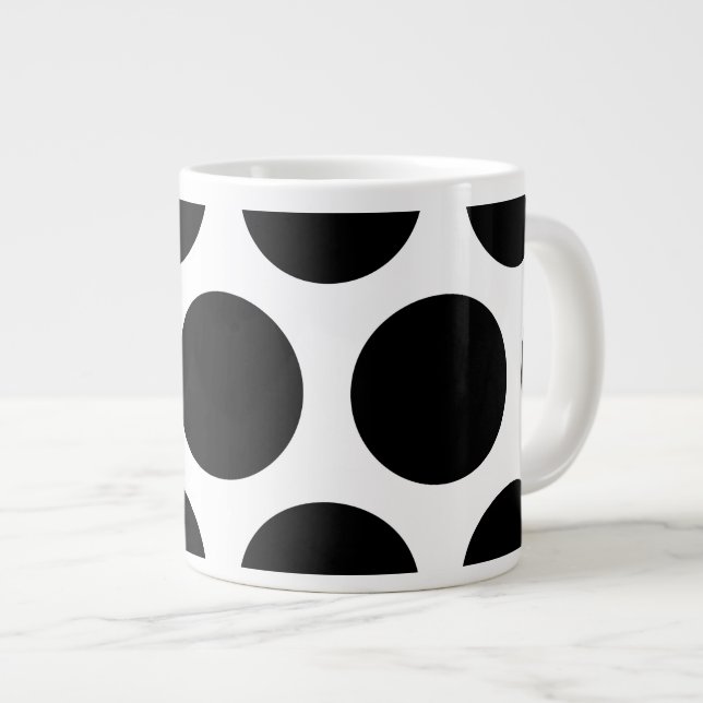 Stora Polka dots Mönster:Svartvitt Jumbo Mugg (Framsida höger)