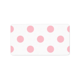 Stora Polka dots - Rosa på vitt Adressetikett