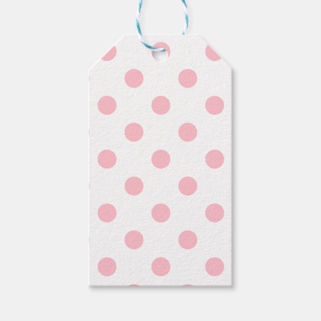 Stora Polka dots - Rosa på vitt Presentetikett (Framsidan)