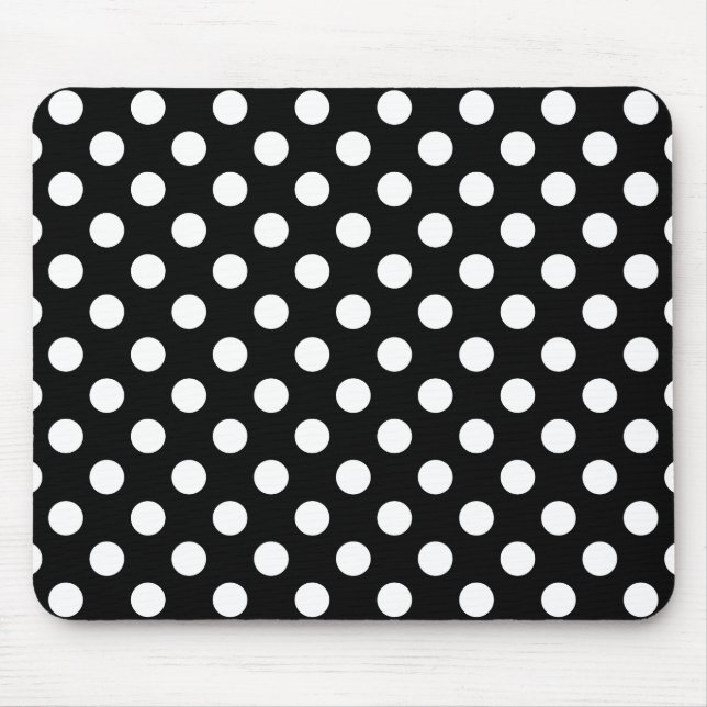 Stora Polka dots, svarta och vita musslor Musmatta (Framsidan)