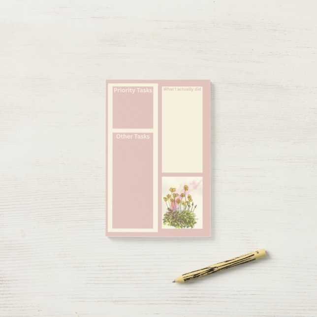 Stora poster med Gult poppies Post-it Block (På skrivbordet)