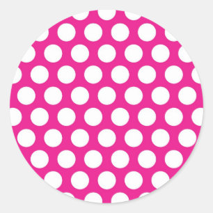 Stora punkter på Shock rosa design Runt Klistermärke