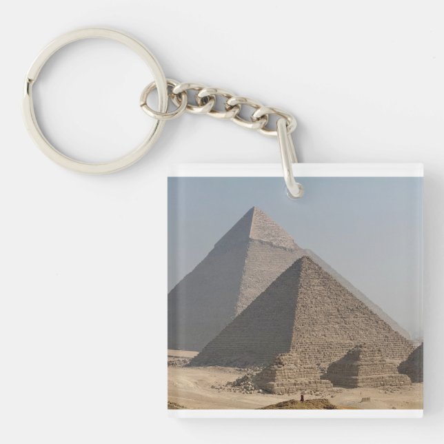 Stora pyramiderna i Giza under klar blå himmel, Eg (Framsidan)